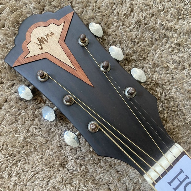 Luna Engraved Red Pine Top Acoustic Guitar, Mahogany Neck, Rosewood Fi
