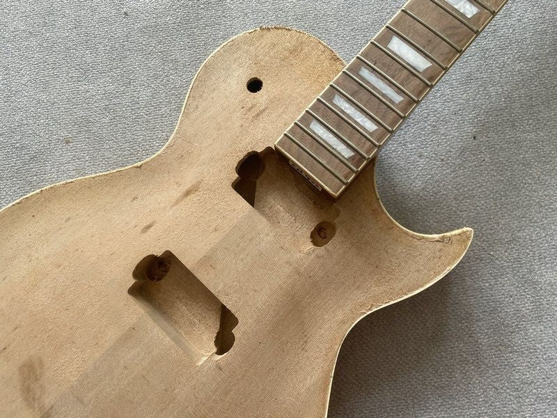 Unfinished Guitar Basswood Body with Neck, Rosewood Fingerboard Fit Le