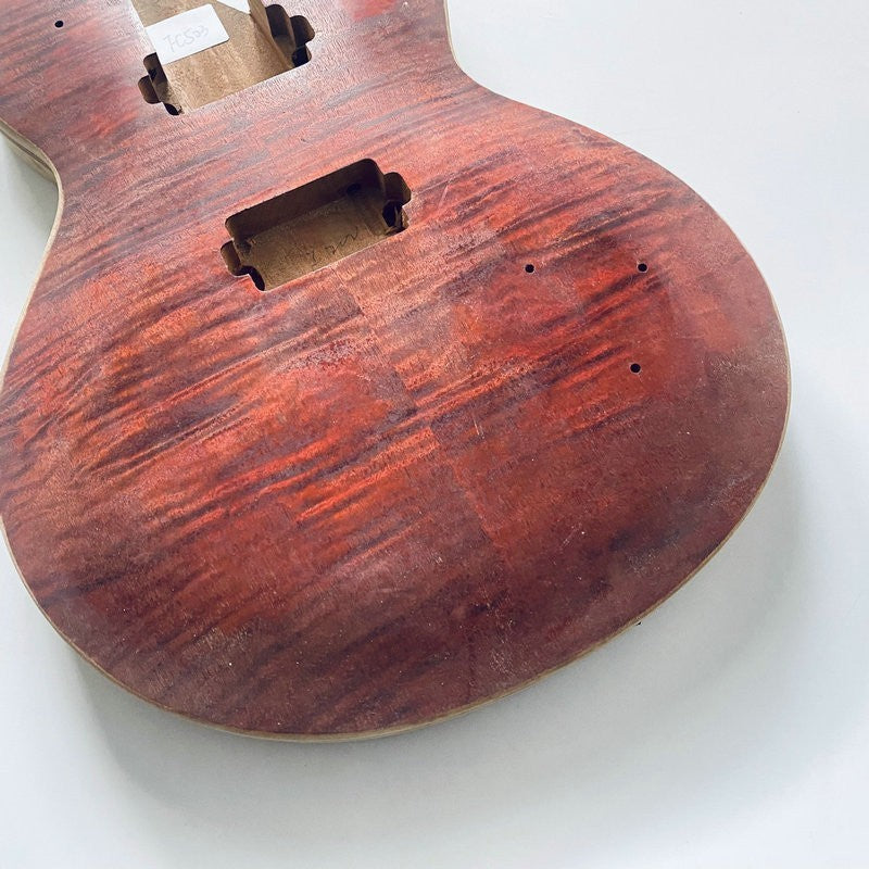 LAG Mahogany Wood Guitar Single Cut Body with Tiger Maple Top Fit Les