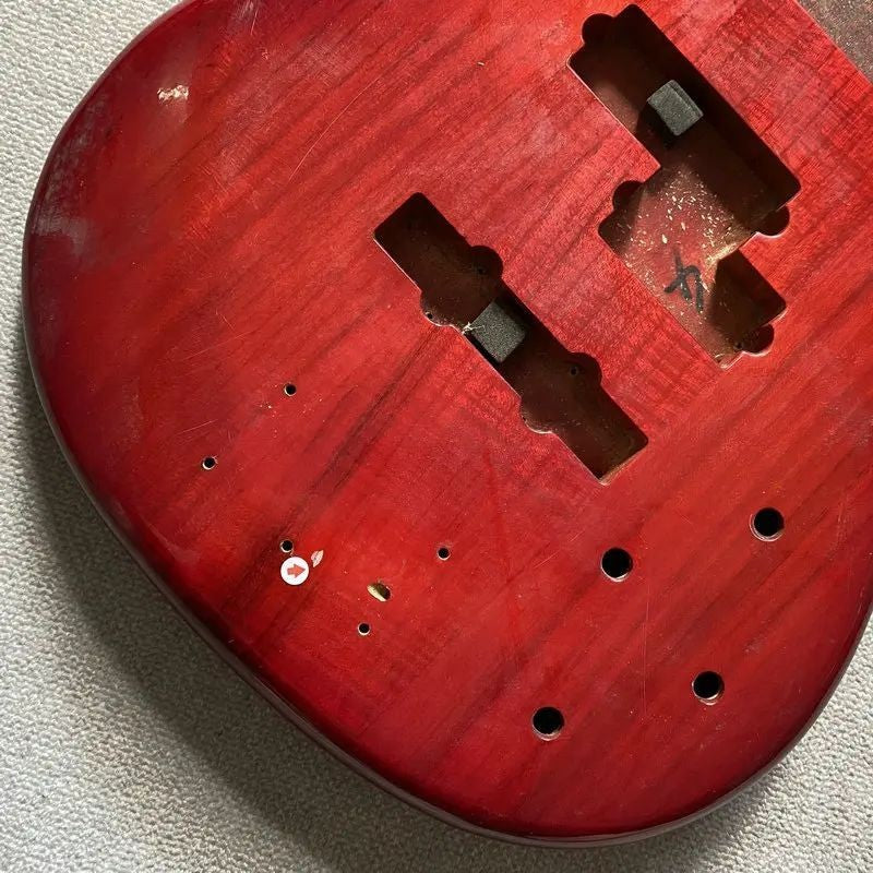 Transparent Red 5 String Electric Bass Basswood Body