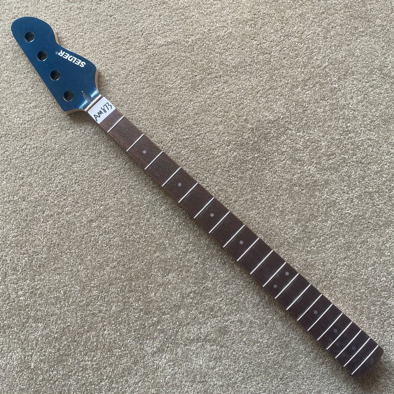 Blue Headstock Maple Wood 4 String Bass Neck, Rosewood Fingerboard 20