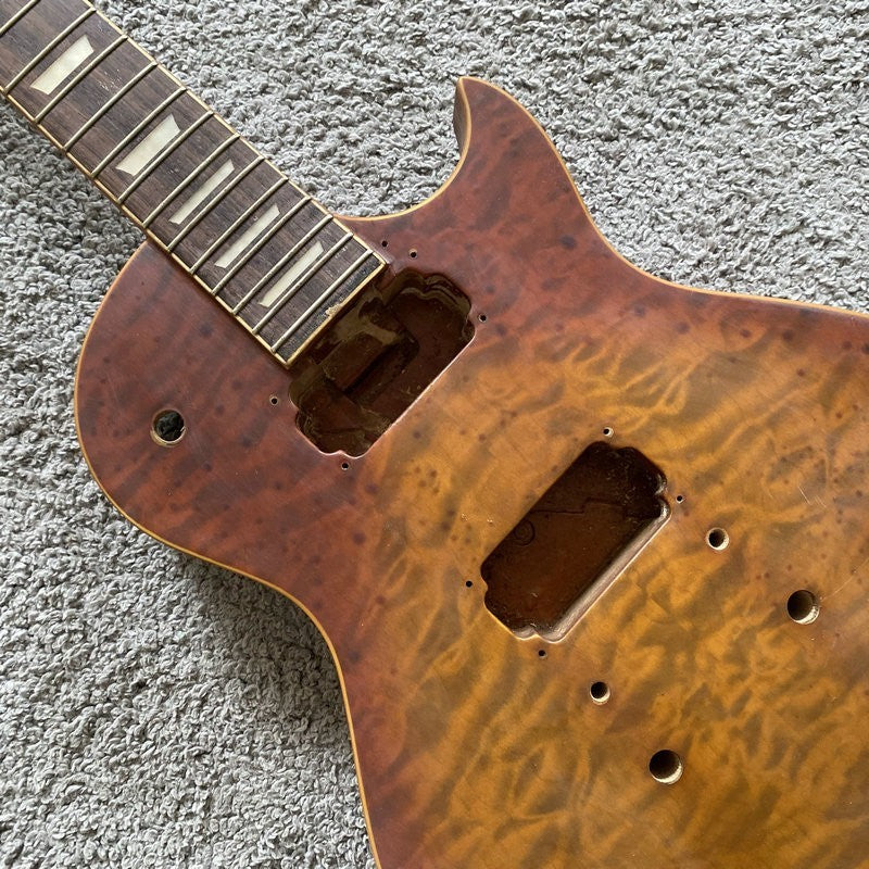 Cherry Burst Quilted Maple Top Guitar Body with Neck Fit Les Paul LP D