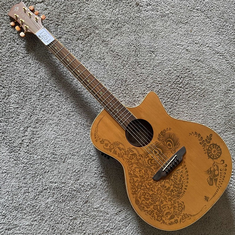 Luna Acoustic Electric Guitar, Pine Wood Top Body, Mahogany Neck