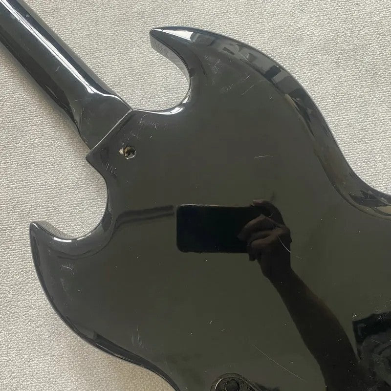 Glossy Black Basswood Guitar Body with Maple Neck, Rosewood Fingerboar