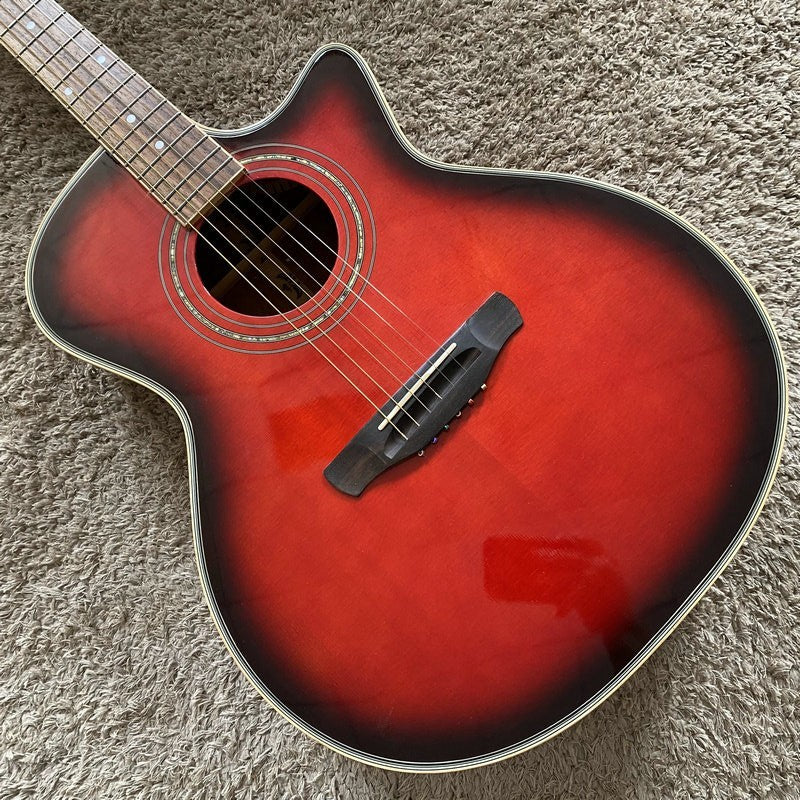 Red Burst 40 Inch Acoustic Guitar 40 Inch, Spruce Top Body, Mahogany N