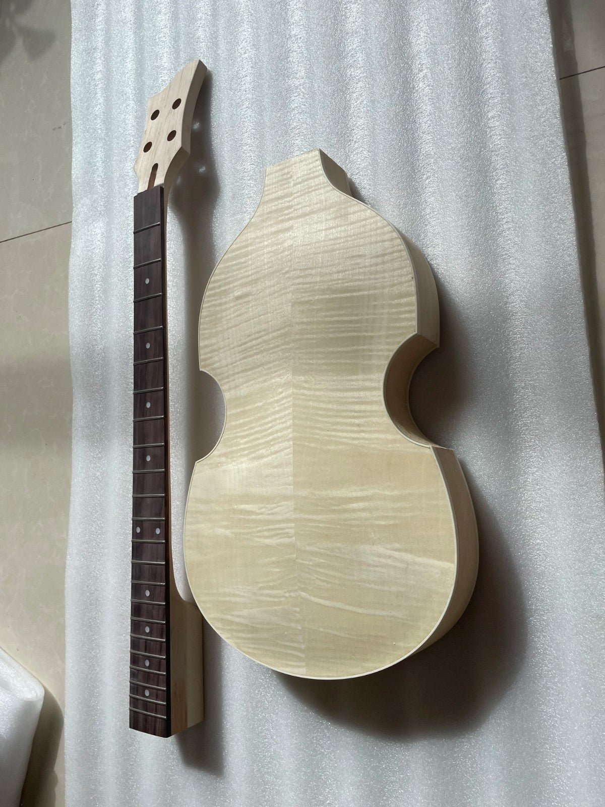Tiger Maple Top 4 String Violin Bass DIY Project Body with Maple Neck
