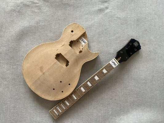 Unfinished Guitar Basswood Body with Neck, Rosewood Fingerboard Fit Le