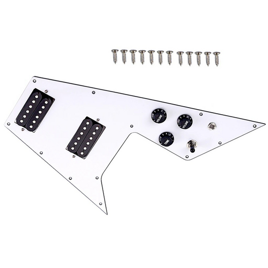 White HH Guitar Prewired Loaded Pickguard Fit Flying V Guitars