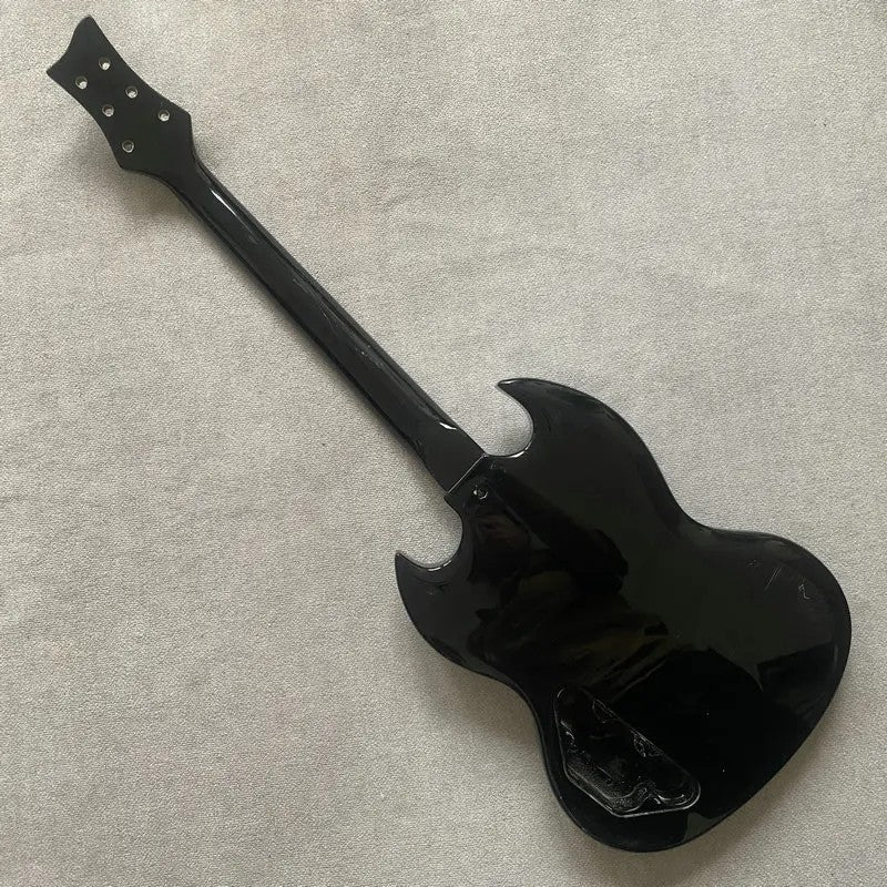 Glossy Black Basswood Guitar Body with Maple Neck, Rosewood Fingerboar