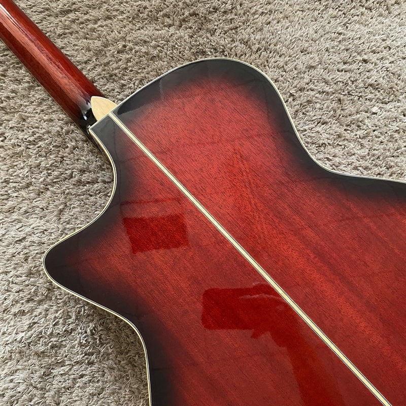 Red Burst 40 Inch Acoustic Guitar 40 Inch, Spruce Top Body, Mahogany N
