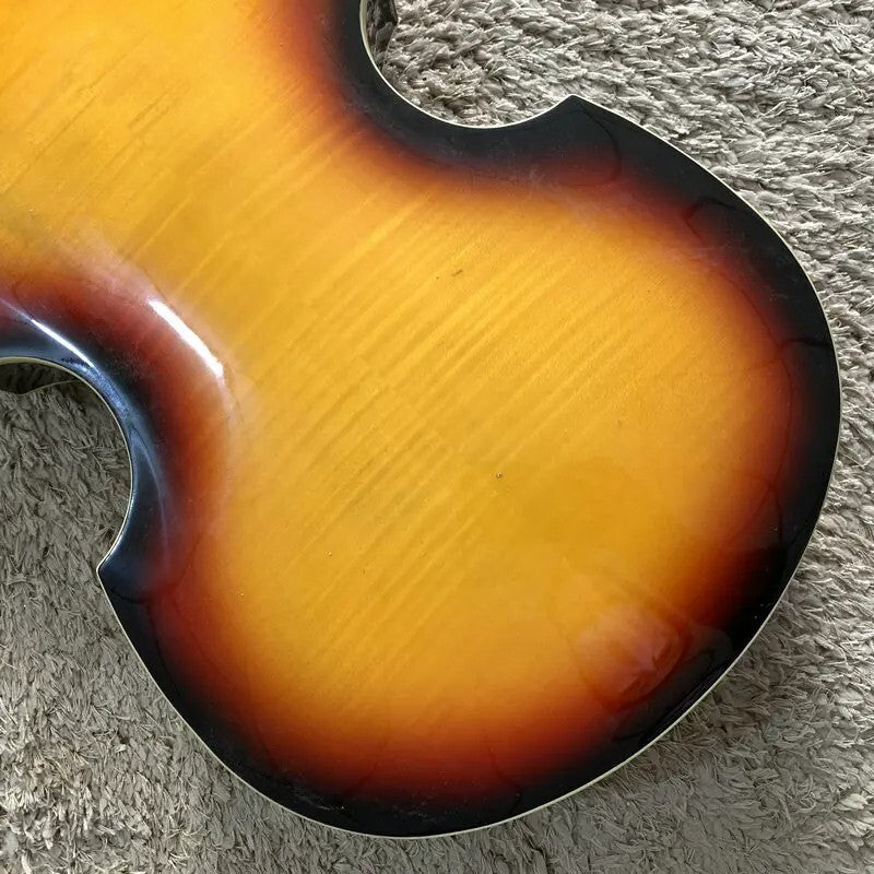 Sunburst 4 String Violin Bass Maple Top Body with Neck, Rosewood Finge