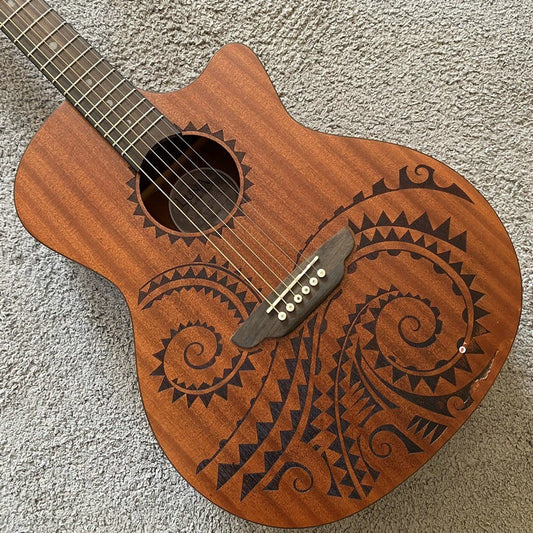 40 Inch Luna Acoustic Guitar, Mahogany Body and Neck, Rosewood Fingerb
