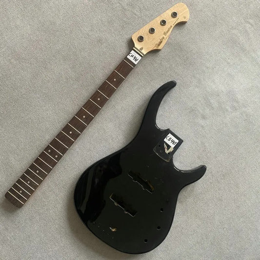 Black Basswood 4 String Electric Bass Body with Maple Neck, Rosewood F