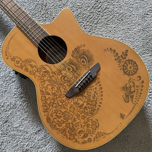 Luna Acoustic Electric Guitar, Pine Wood Top Body, Mahogany Neck