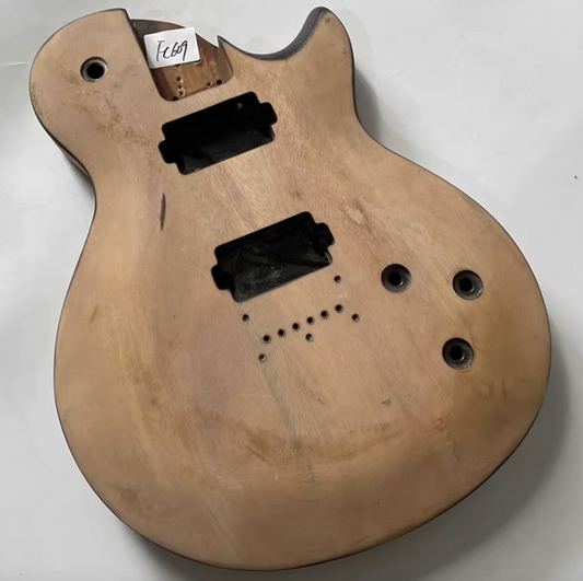 Mahogany Wood HH Guitar Single Cut Body, String Through Bridge