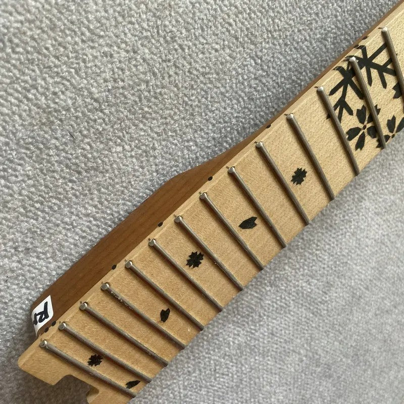 Red Left Handed Guitar Maple Wood Neck, 24 Frets Fingerboard