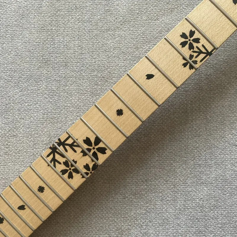 Red Left Handed Guitar Maple Wood Neck, 24 Frets Fingerboard