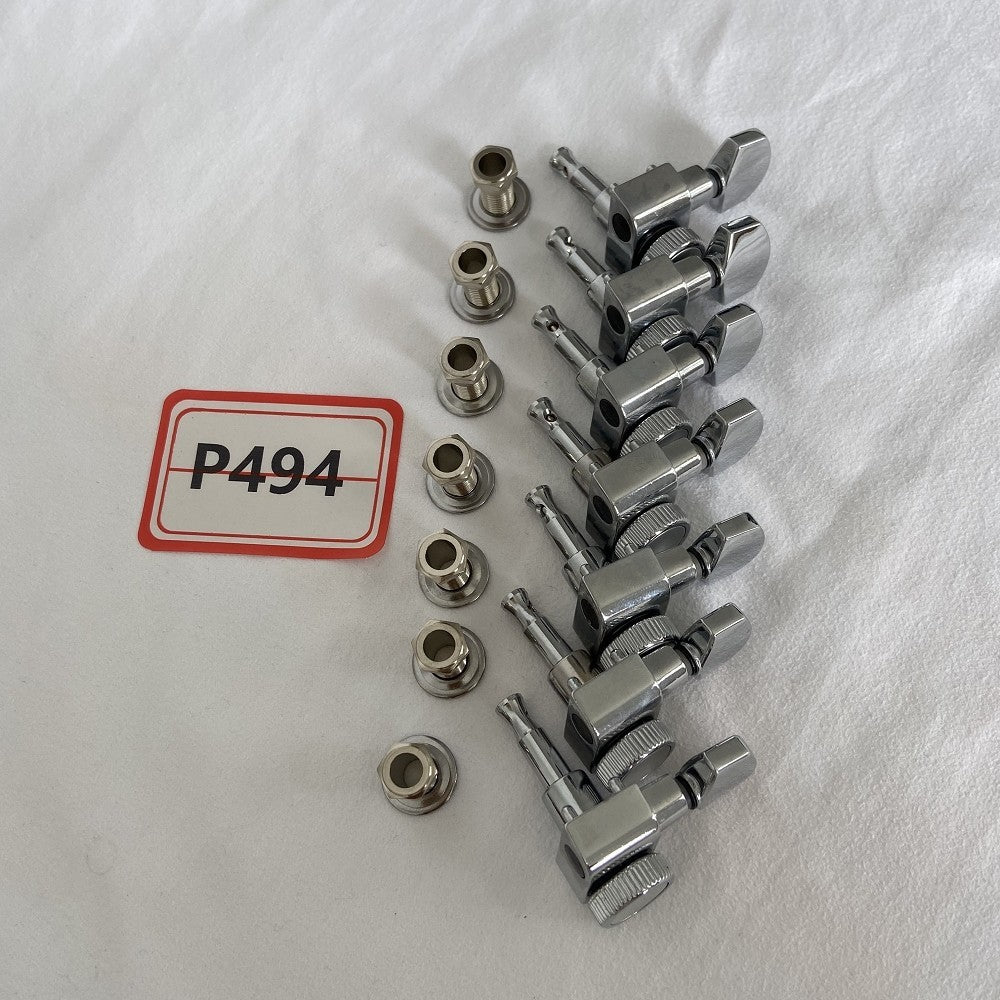 Chrome 7R Locking Inline 7 String Guitar Machine Heads Tuning Pegs Key