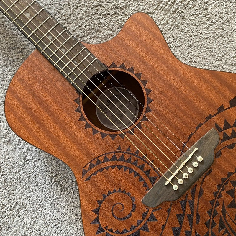 40 Inch Luna Acoustic Guitar, Mahogany Body and Neck, Rosewood Fingerb