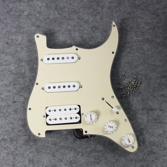 Cream HSS Guitar Prewired Loaded Pickguard, Alnico 5 Pickups Fit Strat