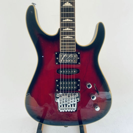 Red Burst Custom HSH Guitar, Solid Baswood Body, Maple Neck, Rosewood