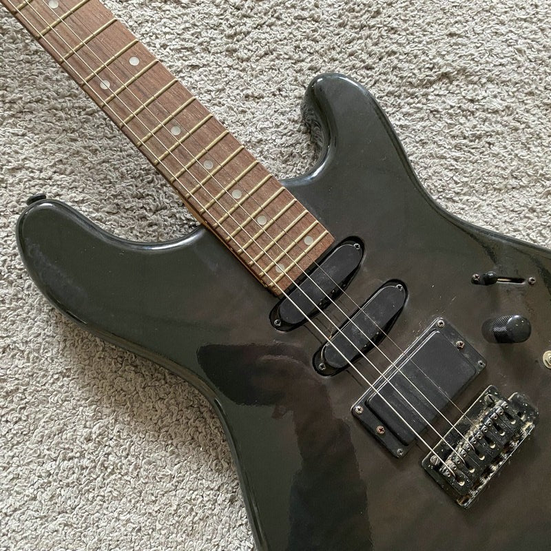 J&D Black Guitar, Solid Mahogany Body, Maple Neck, 24 Frets Rosewood F