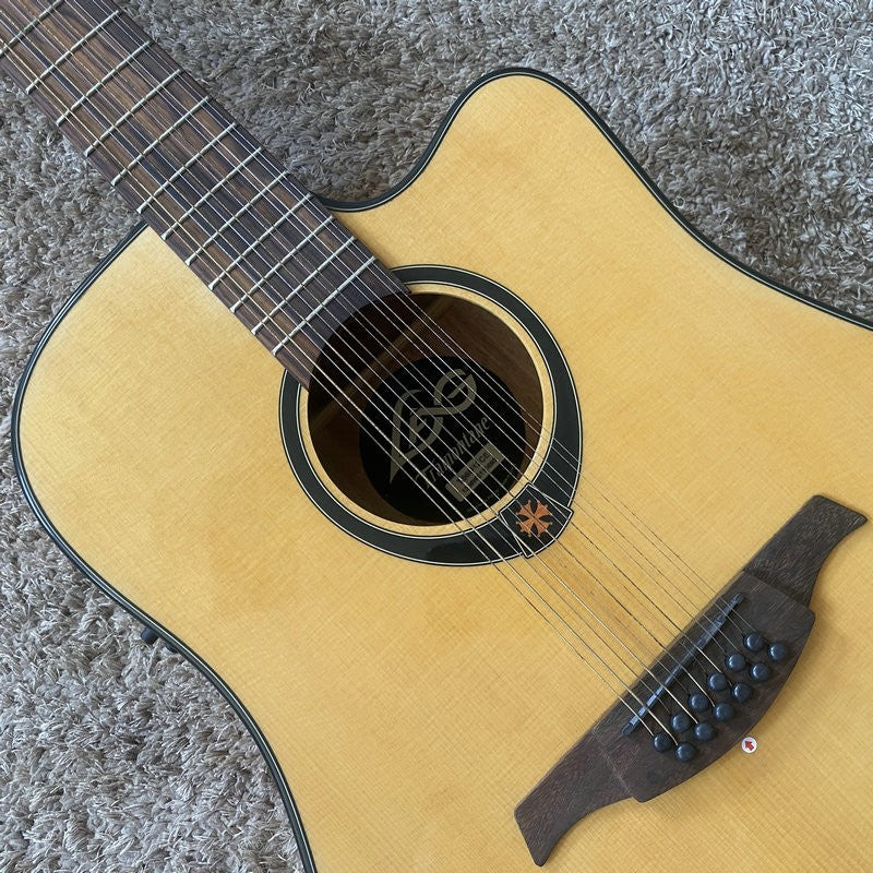 LAG 12 String Acoustic Electric Guitar, Mahogany Spruce Body, Rosewood