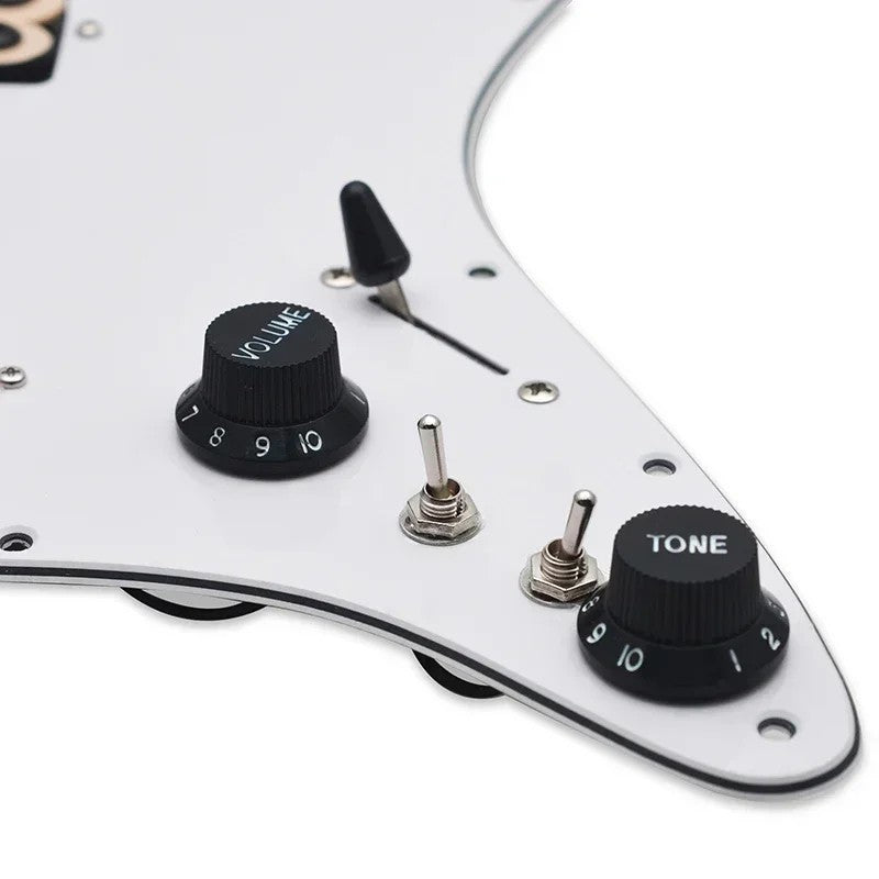 White Guitar Large Pole Pickups Loaded Prewired HH Pickguard Fit Strat