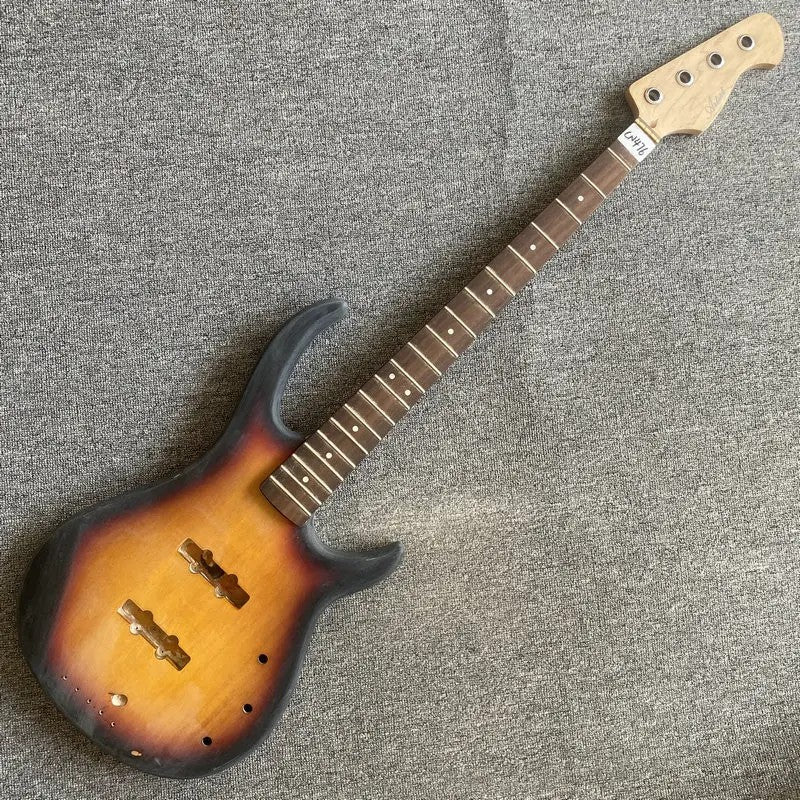 Basswood Sunburst 4 String Bass Body with Maple Neck, Rosewood Fingerb