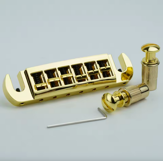 Gold Wraparound Guitar Tune O Matic Tailpiece  Brass Saddles Fit PRS,E