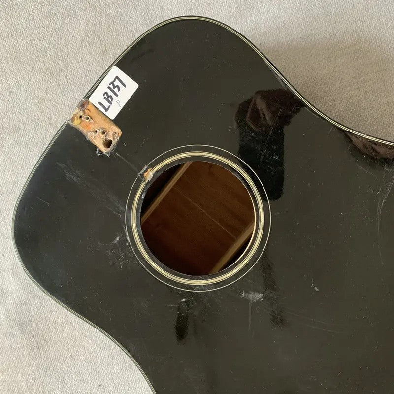 Glossy Black Acoustic Guitar Mahogany Sides Body 41"