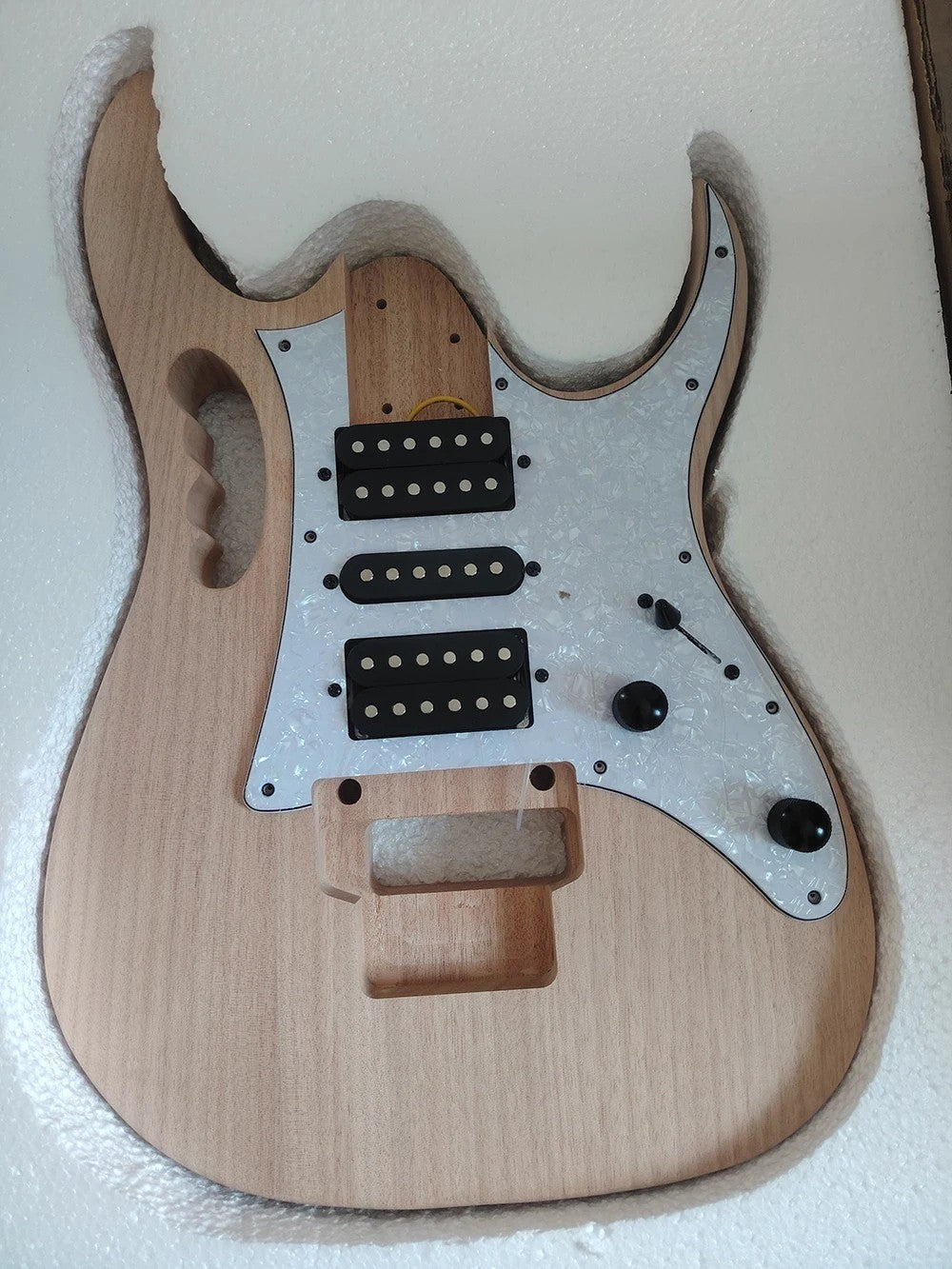 Unfinished DIY Electric Guitar Kit - HSH Mahogany Body with Maple Neck