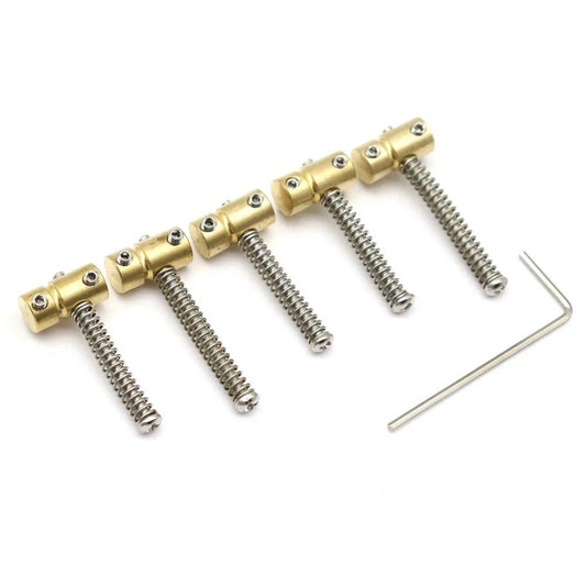 Brass 5 String Bass Bridge Saddles Set Fit Precision / Jazz Bass Bass