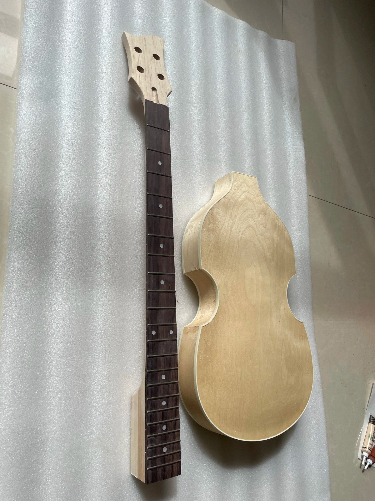Tiger Maple Top 4 String Violin Bass DIY Project Body with Maple Neck