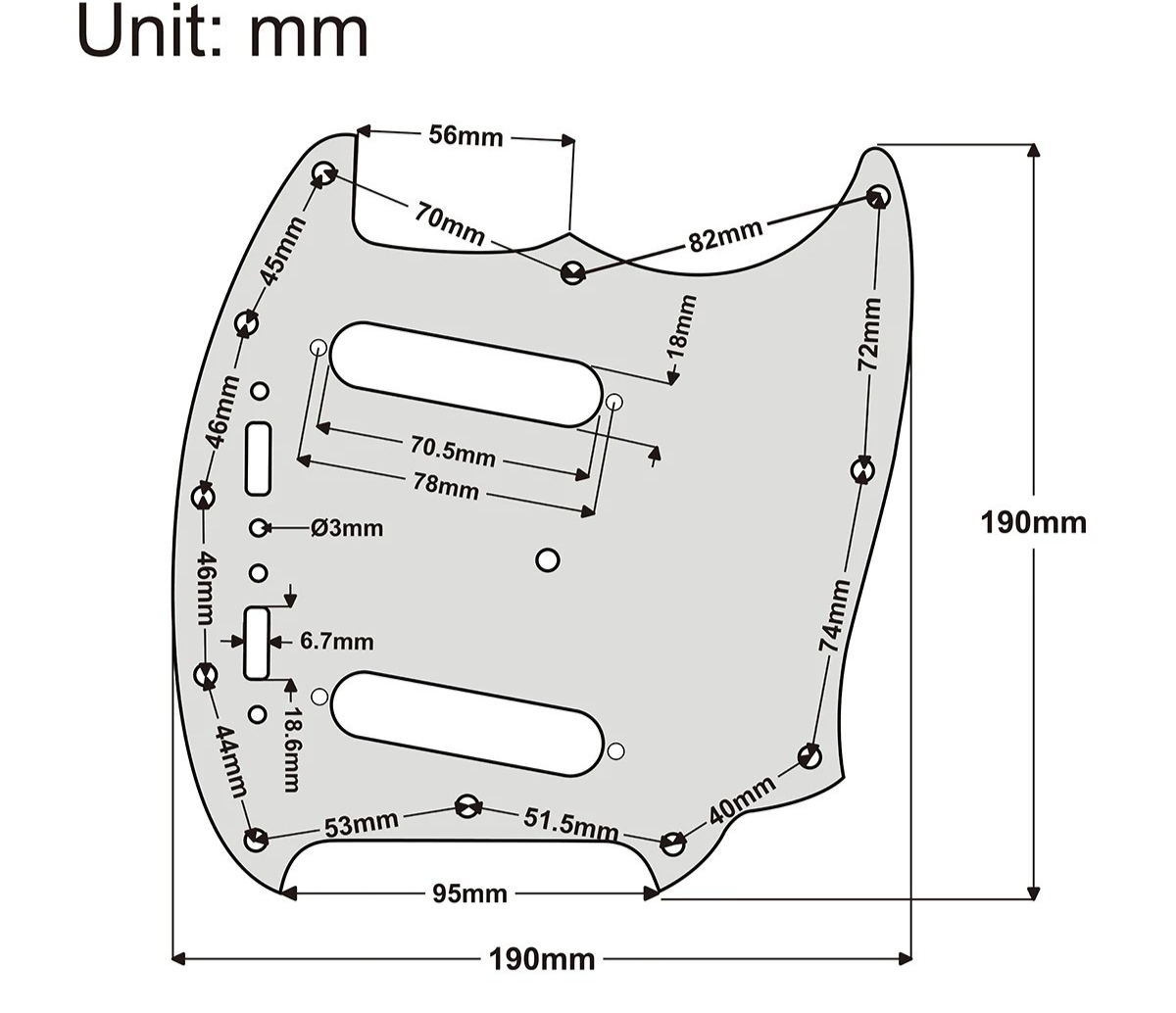 Black Electric Guitar Pickguard Scratch Plate Fit Fender Mustang Guita