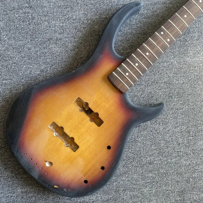 Basswood Sunburst 4 String Bass Body with Maple Neck, Rosewood Fingerb