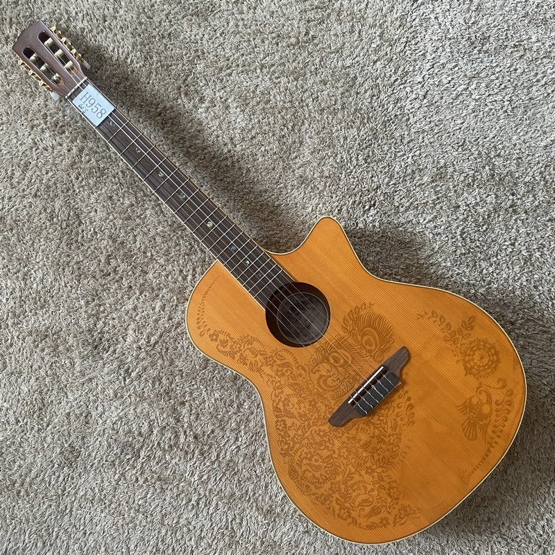 Luna Red Pine Classical Guitar, Mahogany Neck, Rosewood Fretboard