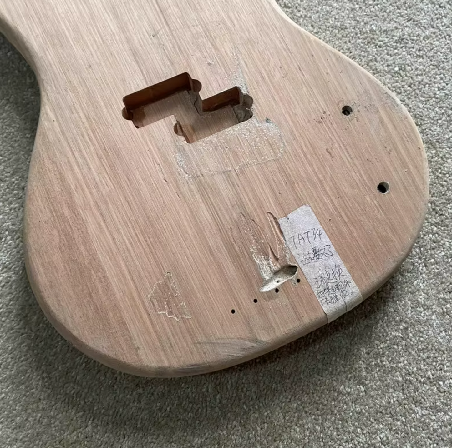 Mahogany Wood 4 String Bass Guitar Body DIY Project