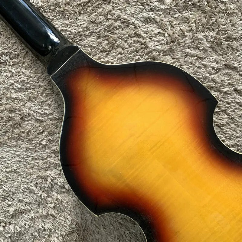 Sunburst 4 String Violin Bass Maple Top Body with Neck, Rosewood Finge