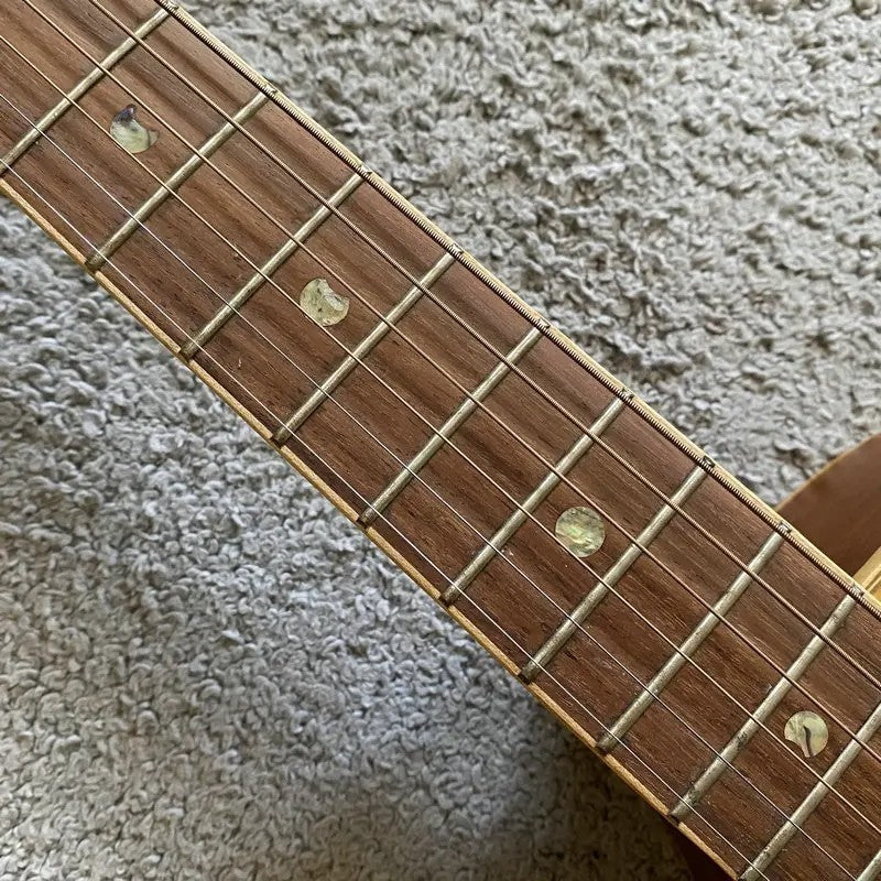Left Handed Luna Acoustic Guitar, Engraved Spruce Top Body, Mahogany N