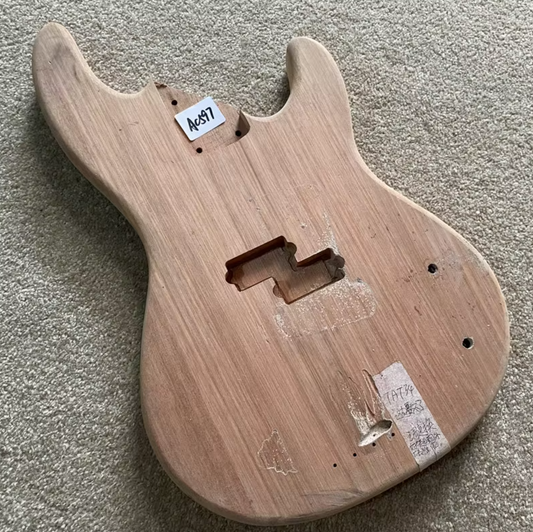 Mahogany Wood 4 String Bass Guitar Body DIY Project