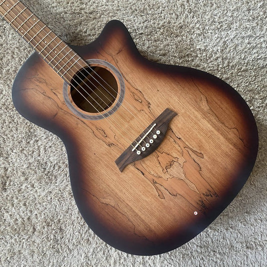 41 Inch Maple Top Acoustic Guitar, Mahogany Sides Body Rosewood Finger