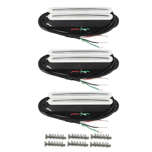 White SSS Guitar Dual Blades Humbucker Pickups Set Fit Stratocaster St