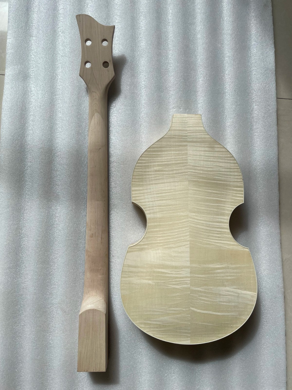 Tiger Maple Top 4 String Violin Bass DIY Project Body with Maple Neck
