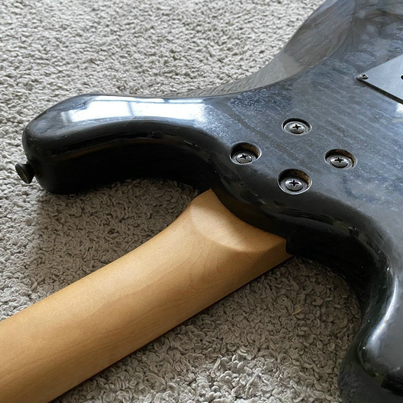 J&D Black Guitar, Solid Mahogany Body, Maple Neck, 24 Frets Rosewood F