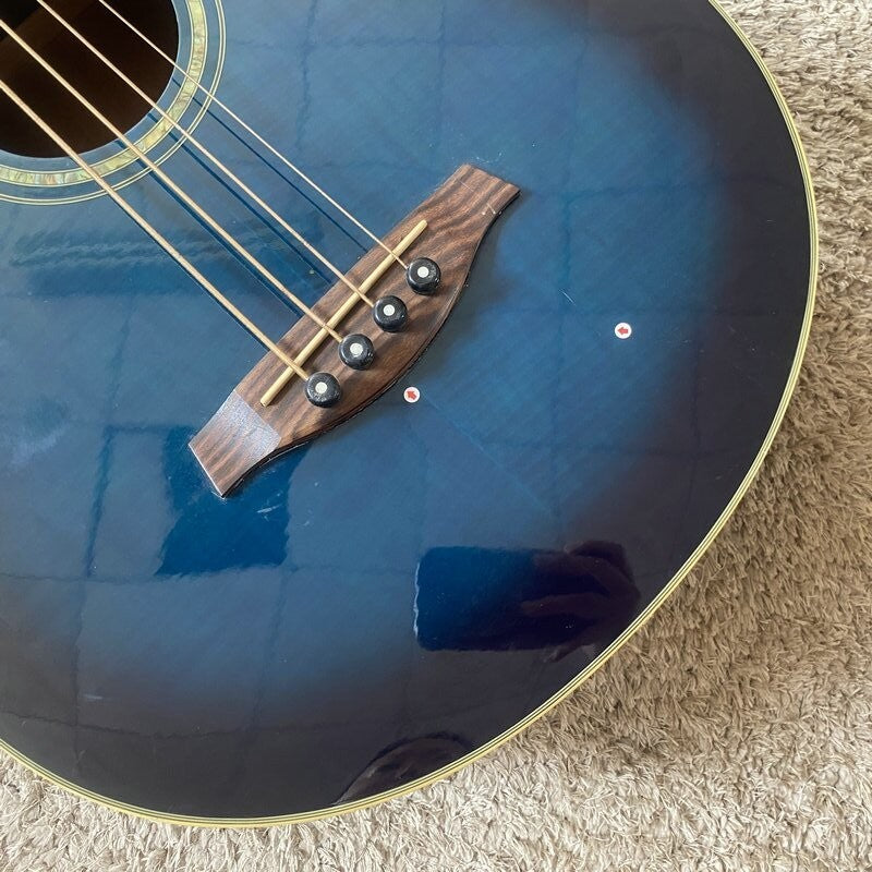 Ibanez Blue 4 String Acoustic Electric Bass, Spruce Top Body, Mahogany