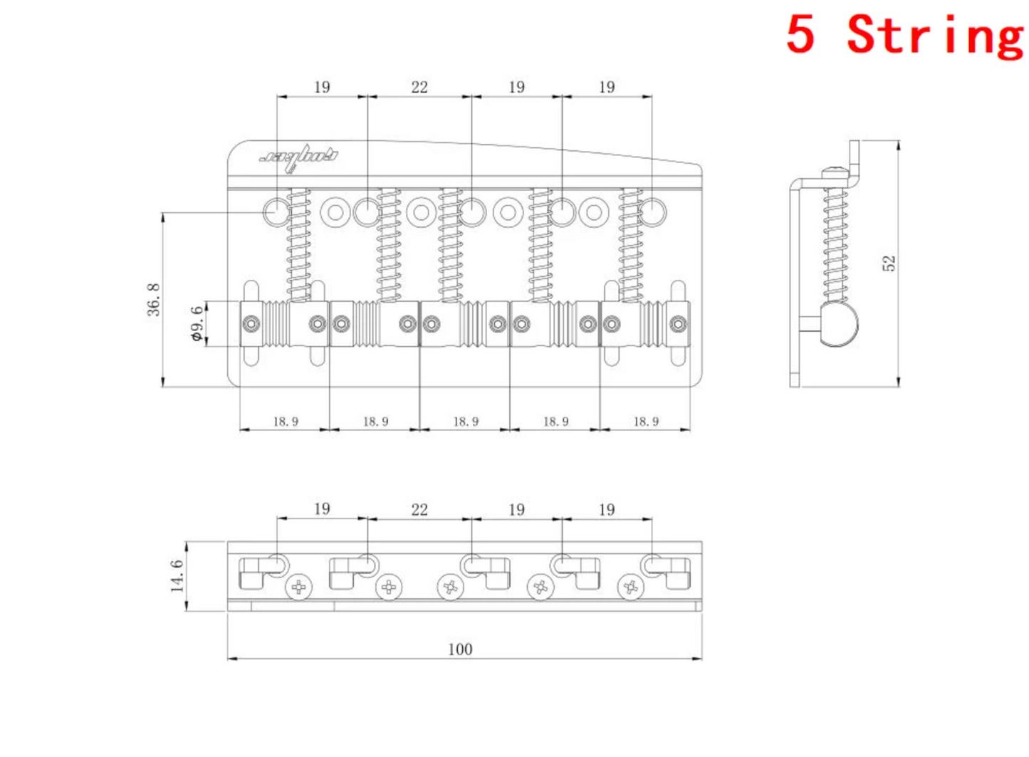 5 String Bass Hardatil  Bridge, Threaded Saddles Fit Schecter,Washburn