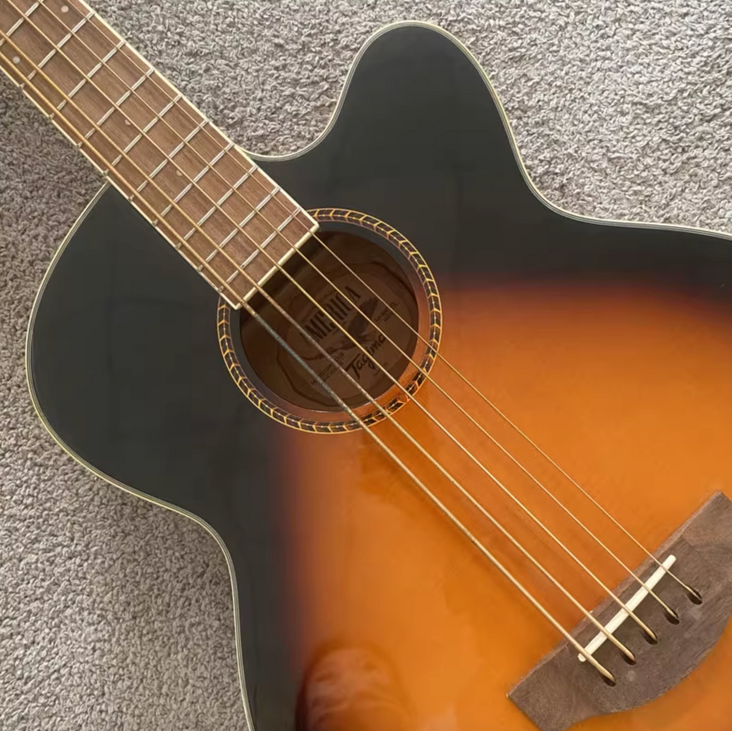 Tagima 5 String Acoustic Electric Bass, Spruce Mahogany Body, Rosewood