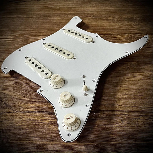 SSS White Guitar Prewired Loaded Pickguard with Alnico Pickups Fit Str