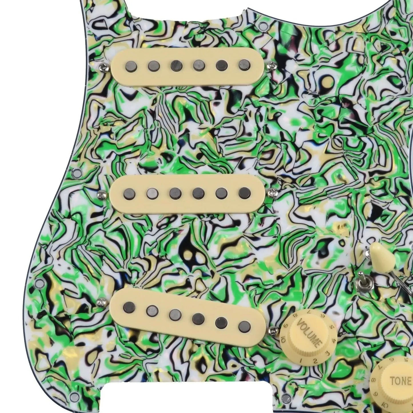 Alnico 5 Pickups Guitar Green Pearl Loaded Prewired Pickguard Fit Stra